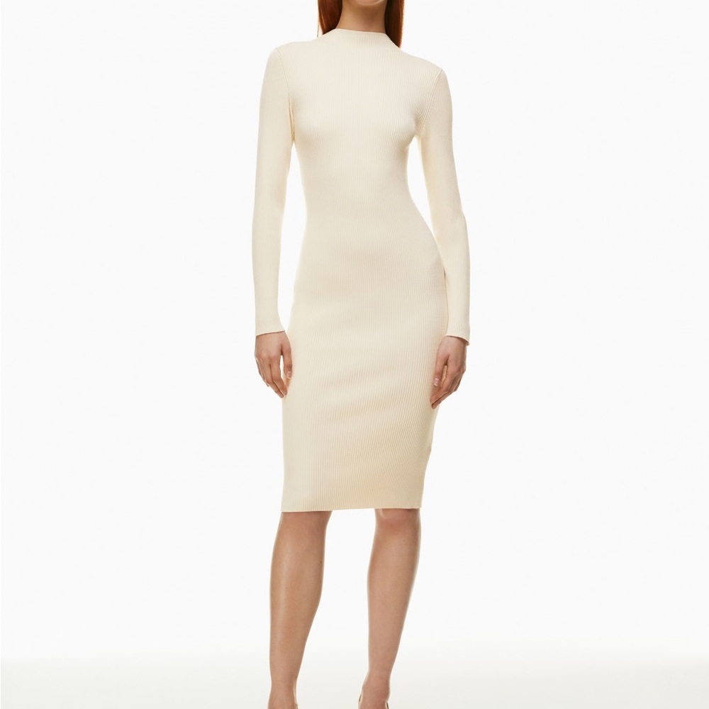 Aritzia Babaton Cream Long Sleeve Dress